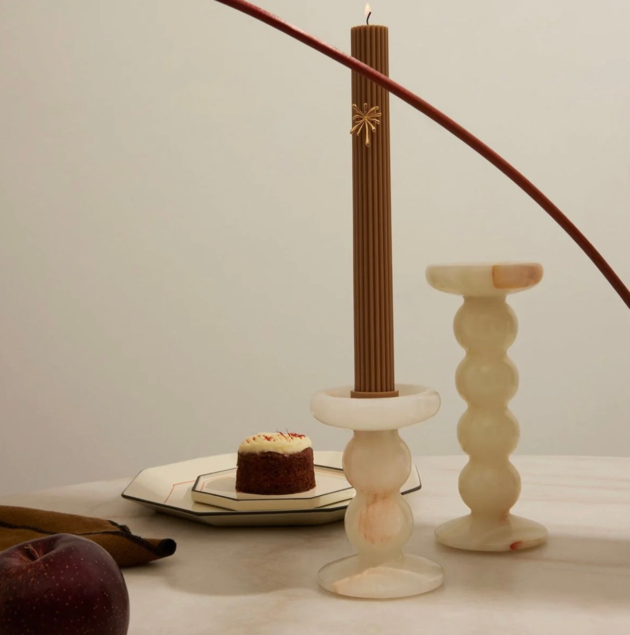 Orb White Onyx Candle Holder Medium
