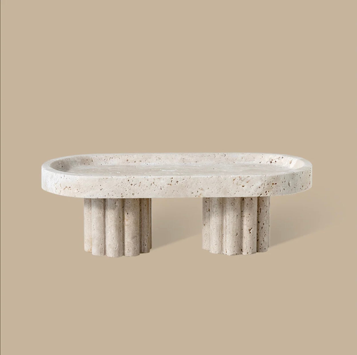 Column Tray - Oval / Travertine