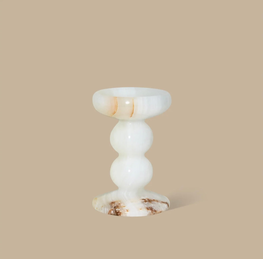 Orb White Onyx Candle Holder Medium