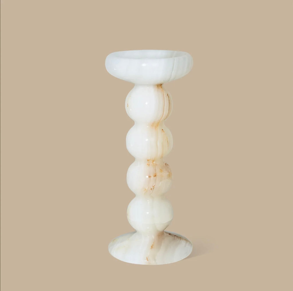 Orb White Onyx Candle Holder Large