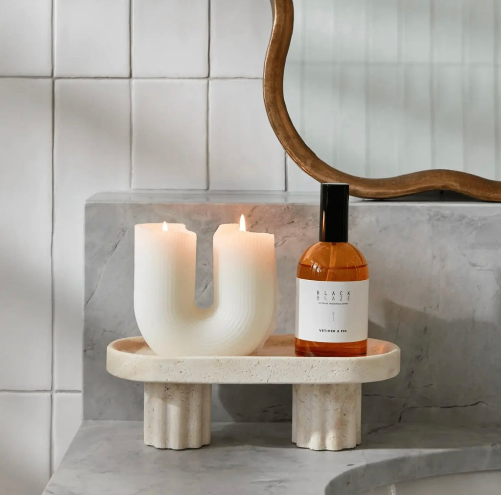 Column Tray - Oval / Travertine